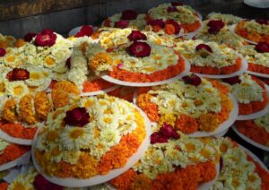 Flores no Templo Mahabodhi, Bodhgaya